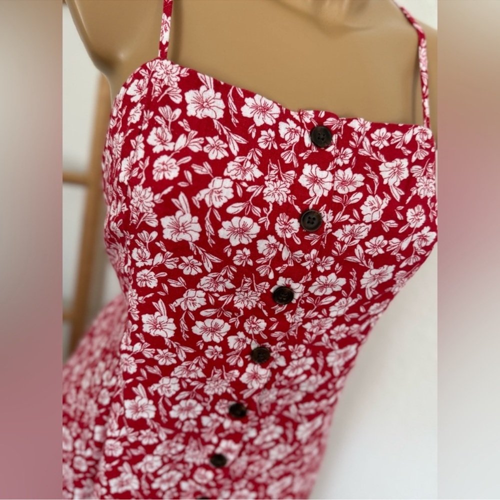 Universal Thread Dark Pink Floral Button-Front Su… - image 2